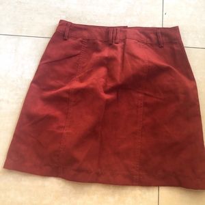 Burnt/Rust Orange Button Up Skirt Faux Suede